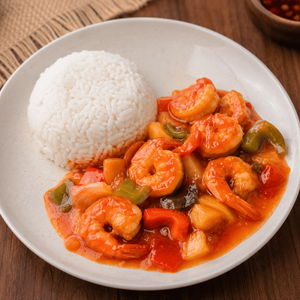 Nasi Udang Asam Manis